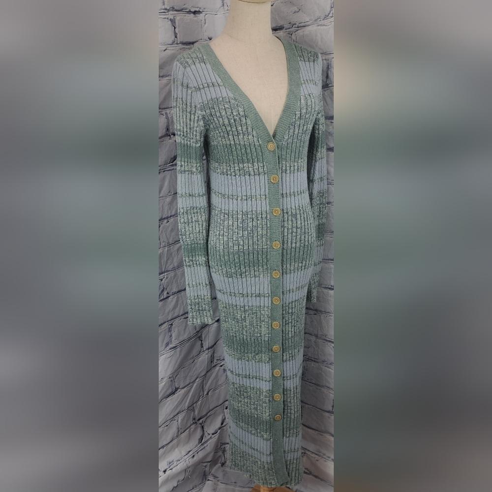 Free People Women's Sweater Cozy Up Cardigan Sweater Dress Ribbed Midi sz Small - Picture 3 of 16